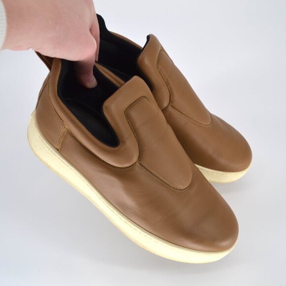 Celine Pull On Leather Slip On Sneakers Tan Brown Women's 41 US 11.5 - Picture 3 of 11